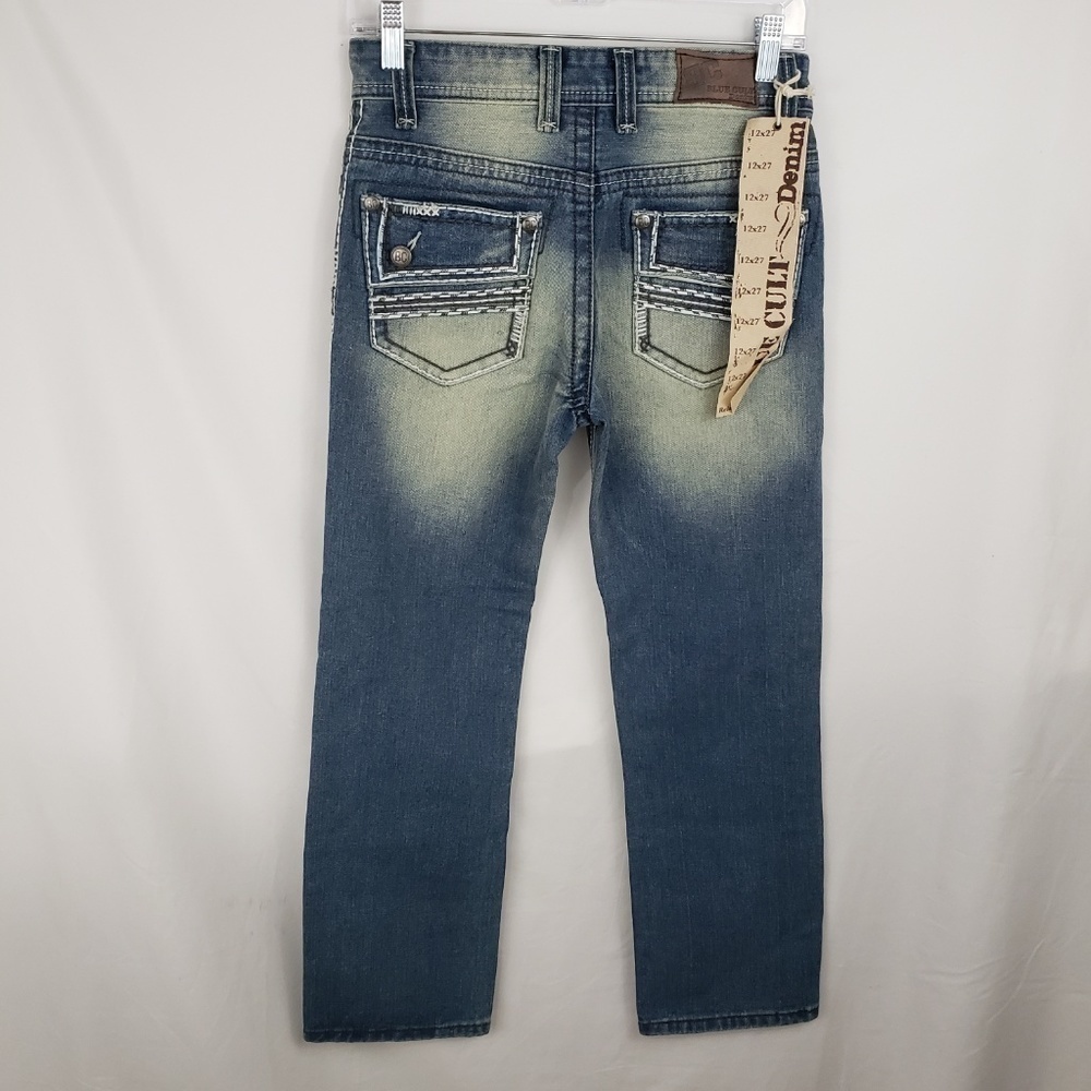 𝅺BLUE Cult Denim Boot cut Jeans Size 12 x 27 NWT - Picture 2 of 4